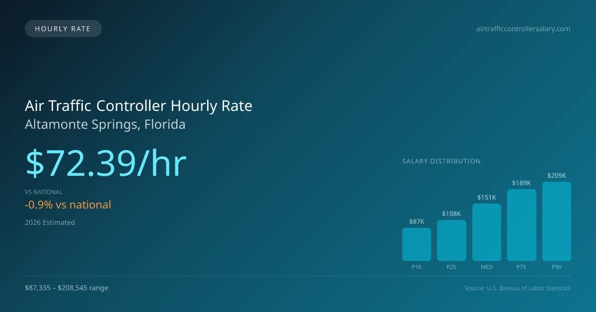 Air Traffic Controller Hourly Rate in Altamonte Springs, FL — 2026 est., based on 2025 BLS