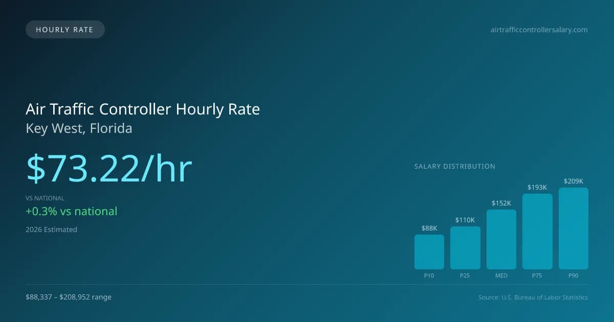 Air Traffic Controller Hourly Rate in Key West, FL — 2026 est., based on 2025 BLS