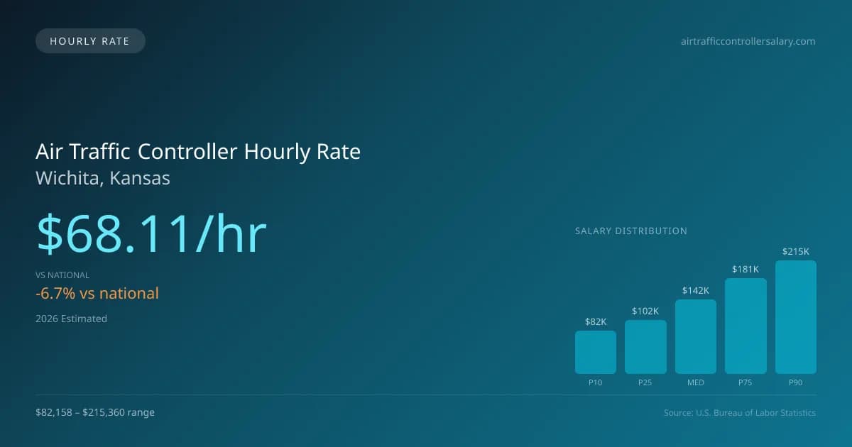 Air Traffic Controller Hourly Rate in Wichita, KS — 2026 est., based on 2025 BLS