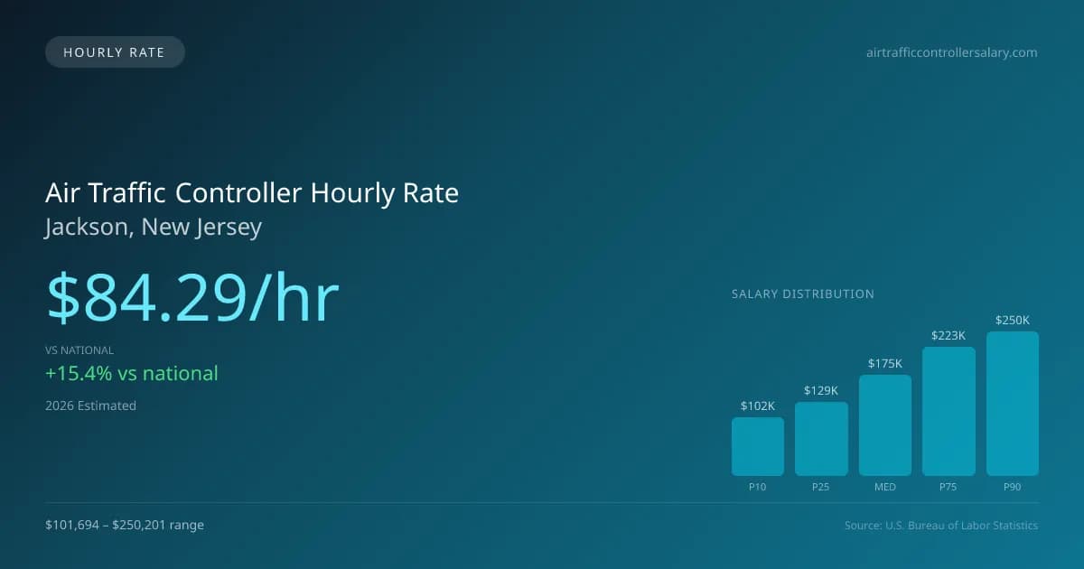 Air Traffic Controller Hourly Rate in Jackson, NJ — 2026 est., based on 2025 BLS