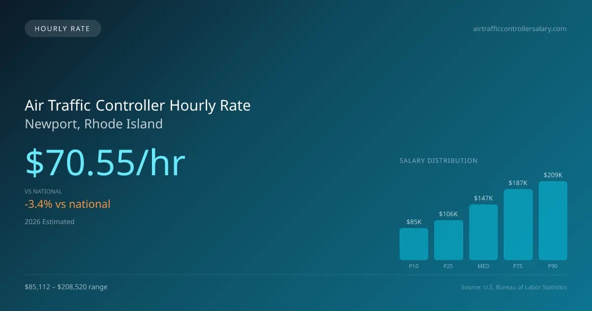 Air Traffic Controller Hourly Rate in Newport, RI — 2026 est., based on 2025 BLS