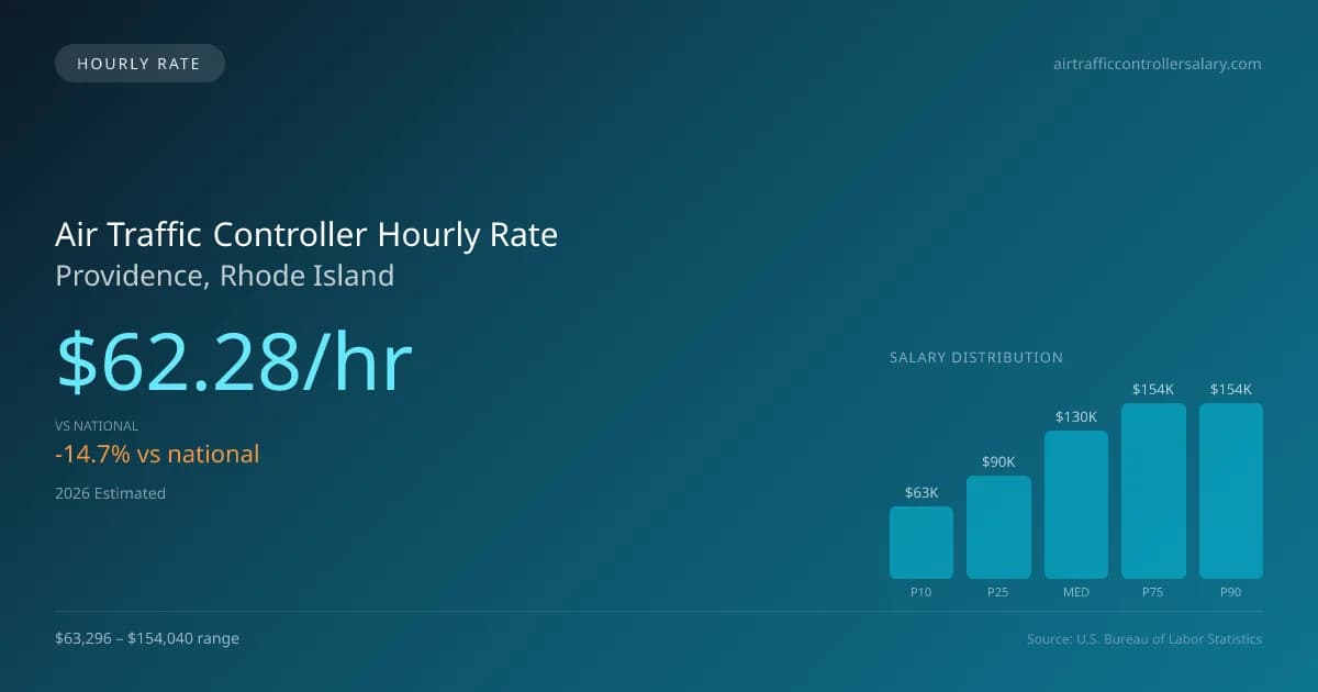 Air Traffic Controller Hourly Rate in Providence, RI — 2026 est., based on 2025 BLS