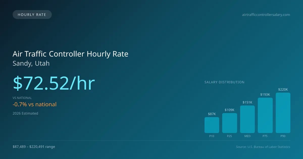 Air Traffic Controller Hourly Rate in Sandy, UT — 2026 est., based on 2025 BLS