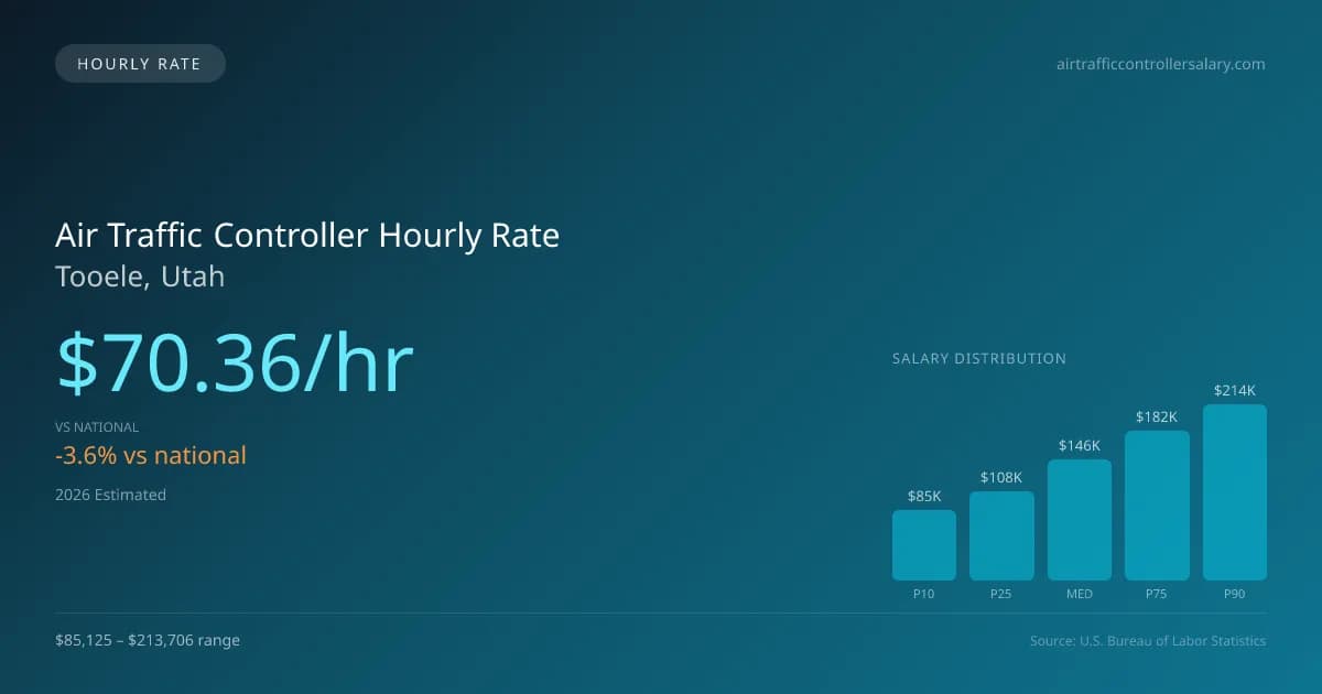 Air Traffic Controller Hourly Rate in Tooele, UT — 2026 est., based on 2025 BLS