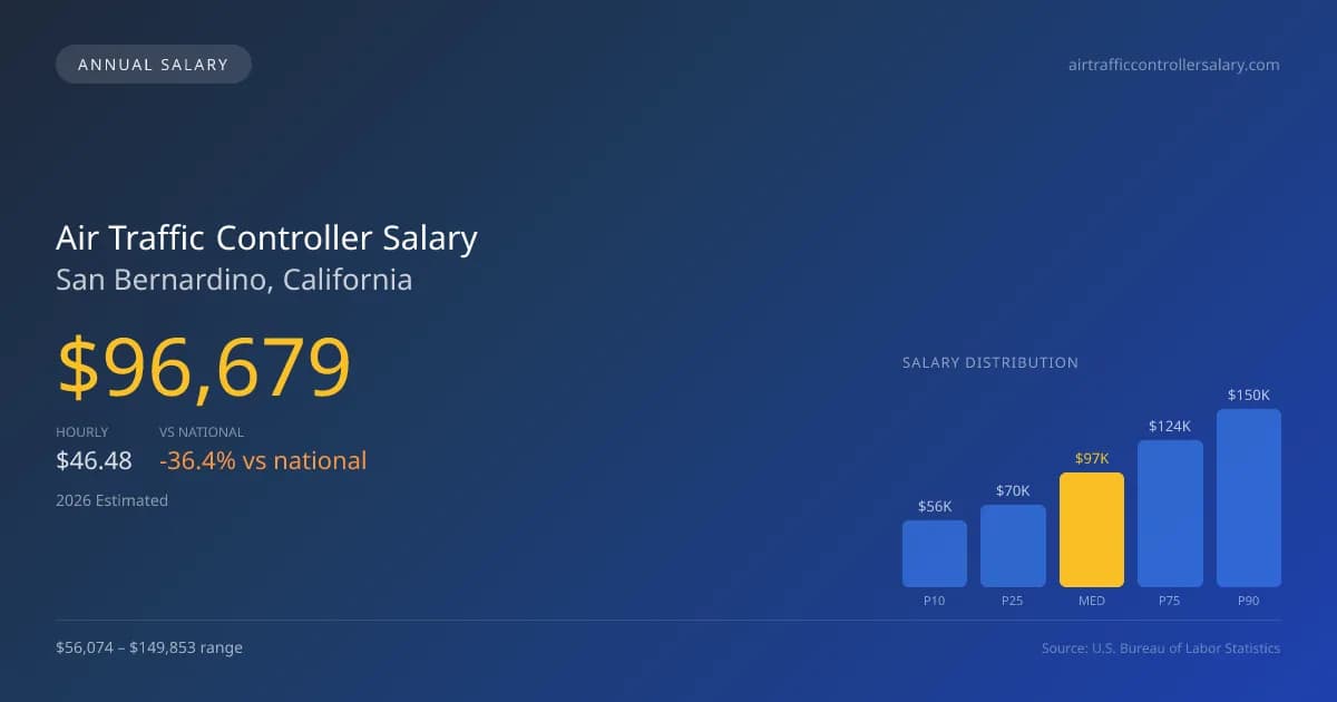 Air Traffic Controller Salary in San Bernardino, CA — 2026 est., based on 2025 BLS
