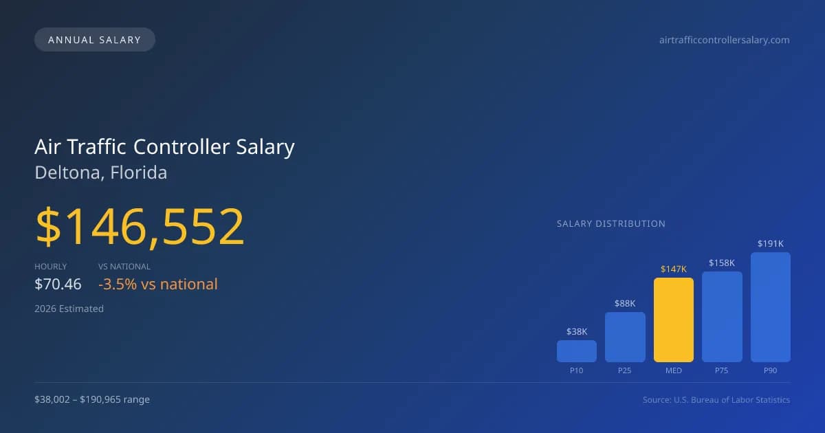 Air Traffic Controller Salary in Deltona, FL — 2026 est., based on 2025 BLS