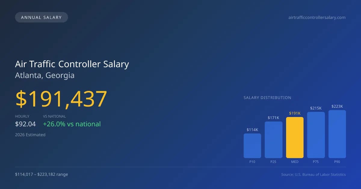 Air Traffic Controller Salary in Atlanta, GA — 2026 est., based on 2025 BLS