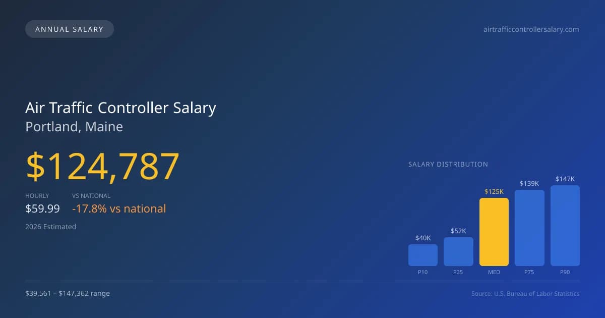 Air Traffic Controller Salary in Portland, ME — 2026 est., based on 2025 BLS