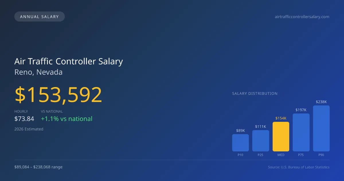 Air Traffic Controller Salary in Reno, NV — 2026 est., based on 2025 BLS