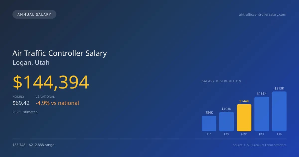 Air Traffic Controller Salary in Logan, UT — 2026 est., based on 2025 BLS