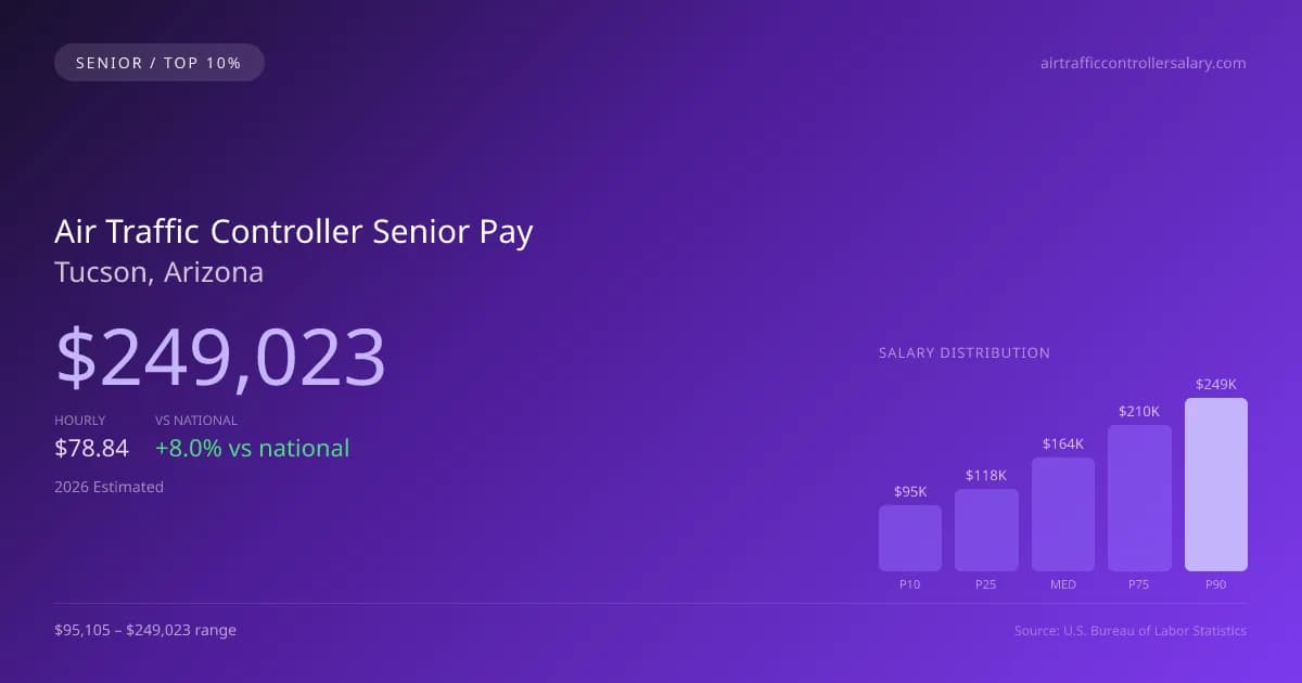 Air Traffic Controller Senior Salary in Tucson, AZ — 2026 est., based on 2025 BLS
