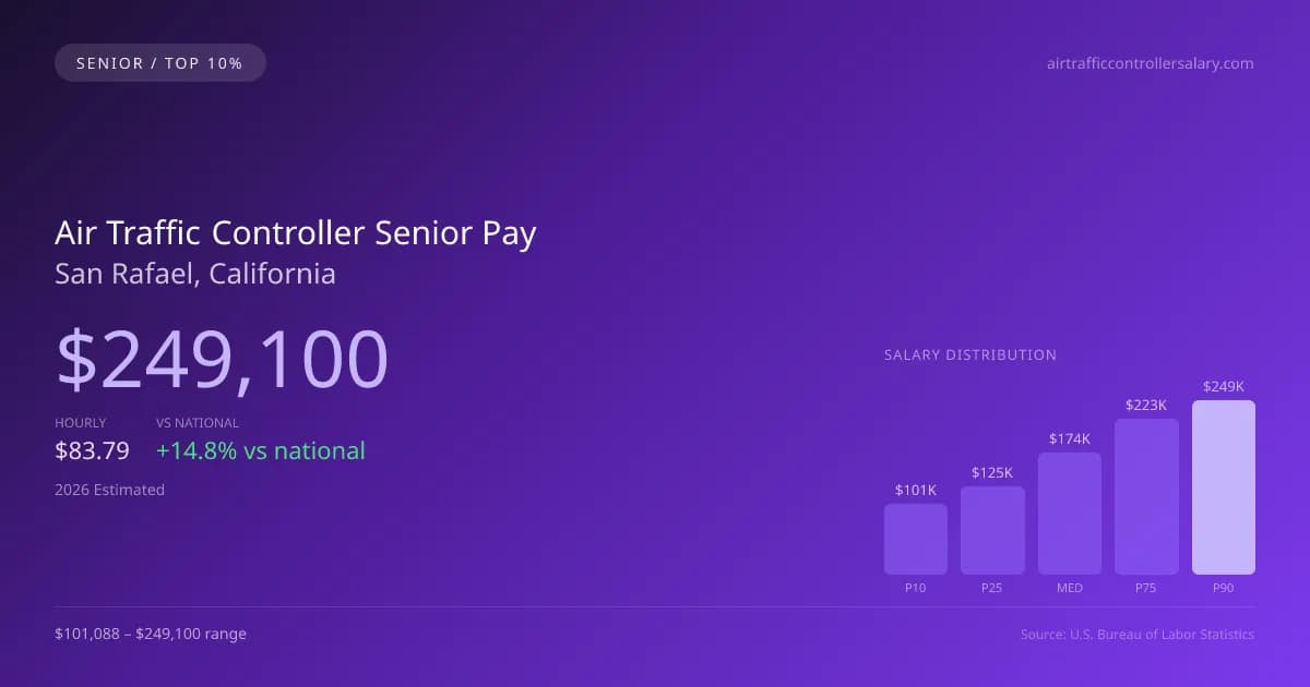 Air Traffic Controller Senior Salary in San Rafael, CA — 2026 est., based on 2025 BLS