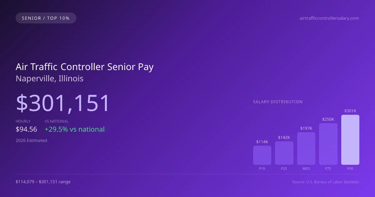 Air Traffic Controller Senior Salary in Naperville, IL — 2026 est., based on 2025 BLS