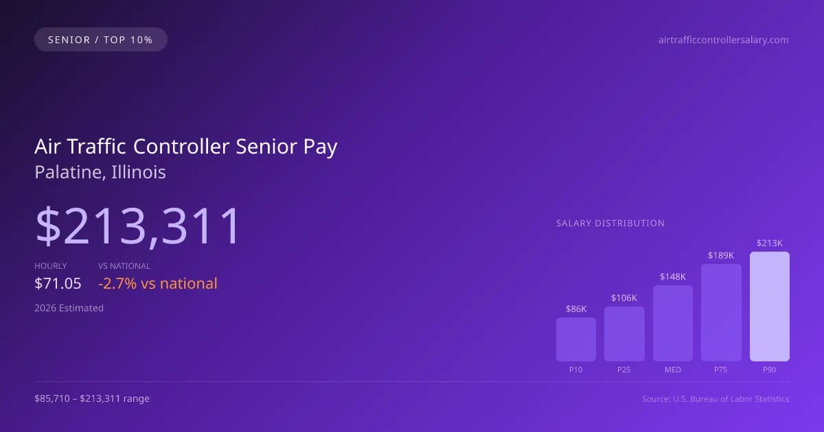Air Traffic Controller Senior Salary in Palatine, IL — 2026 est., based on 2025 BLS