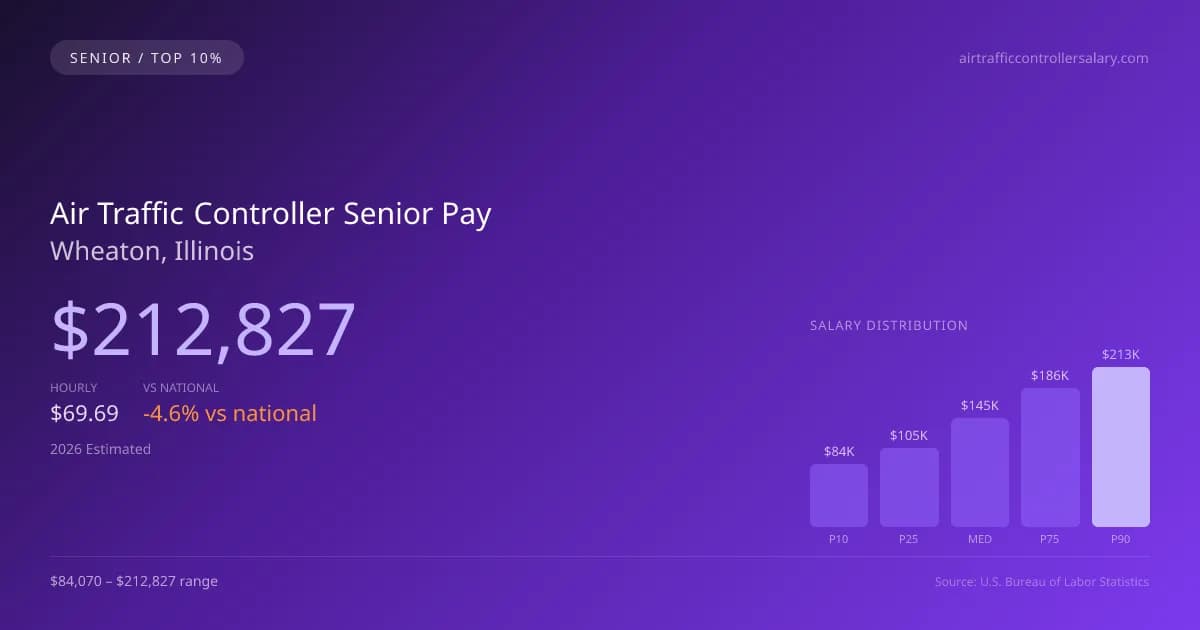 Air Traffic Controller Senior Salary in Wheaton, IL — 2026 est., based on 2025 BLS