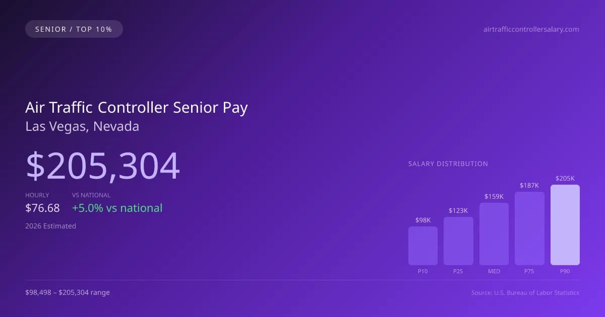 Air Traffic Controller Senior Salary in Las Vegas, NV — 2026 est., based on 2025 BLS