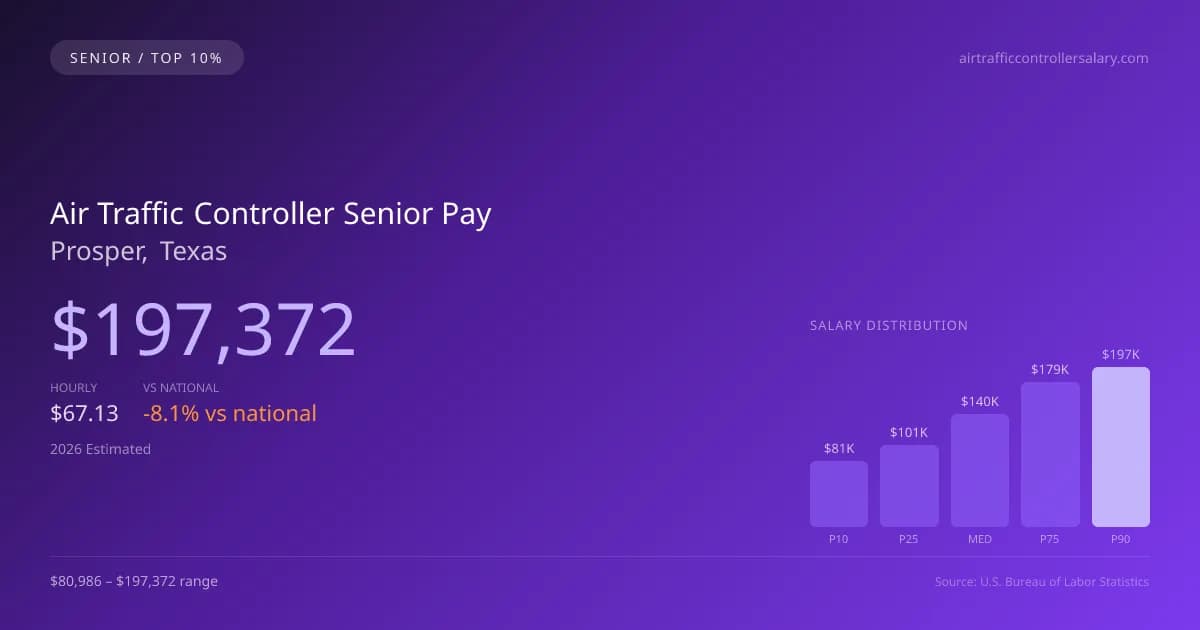 Air Traffic Controller Senior Salary in Prosper, TX — 2026 est., based on 2025 BLS