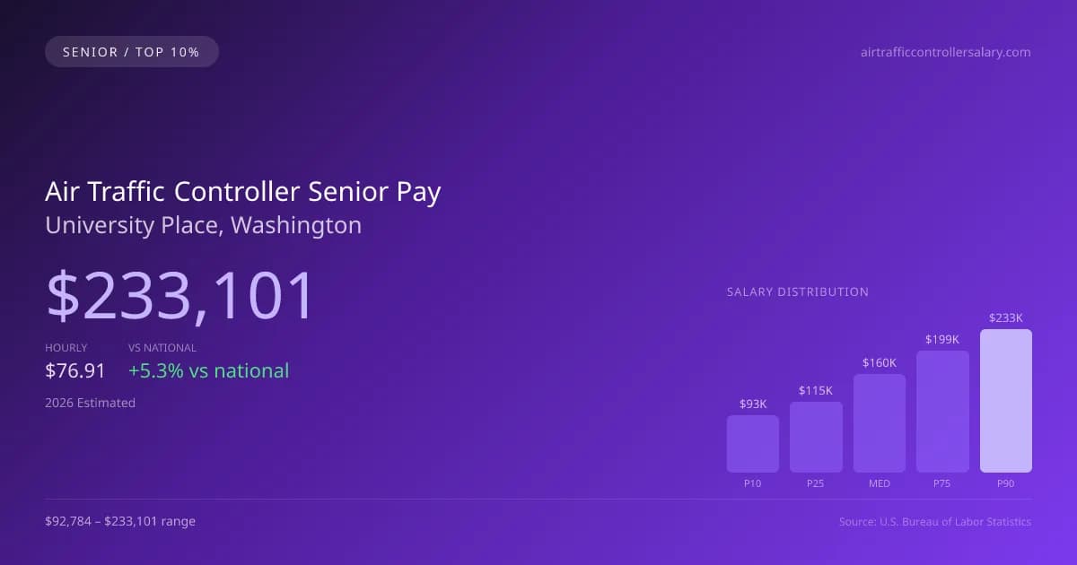 Air Traffic Controller Senior Salary in University Place, WA — 2026 est., based on 2025 BLS