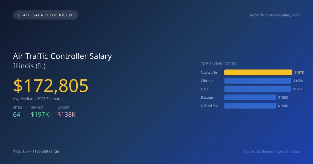 Air Traffic Controller Salary in Illinois - 2025 BLS Data Infographic