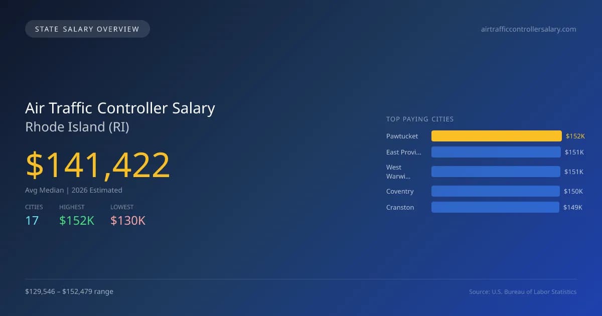 Air Traffic Controller Salary in Rhode Island - 2025 BLS Data Infographic