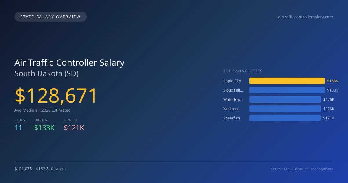 Air Traffic Controller Salary in South Dakota - 2025 BLS Data Infographic