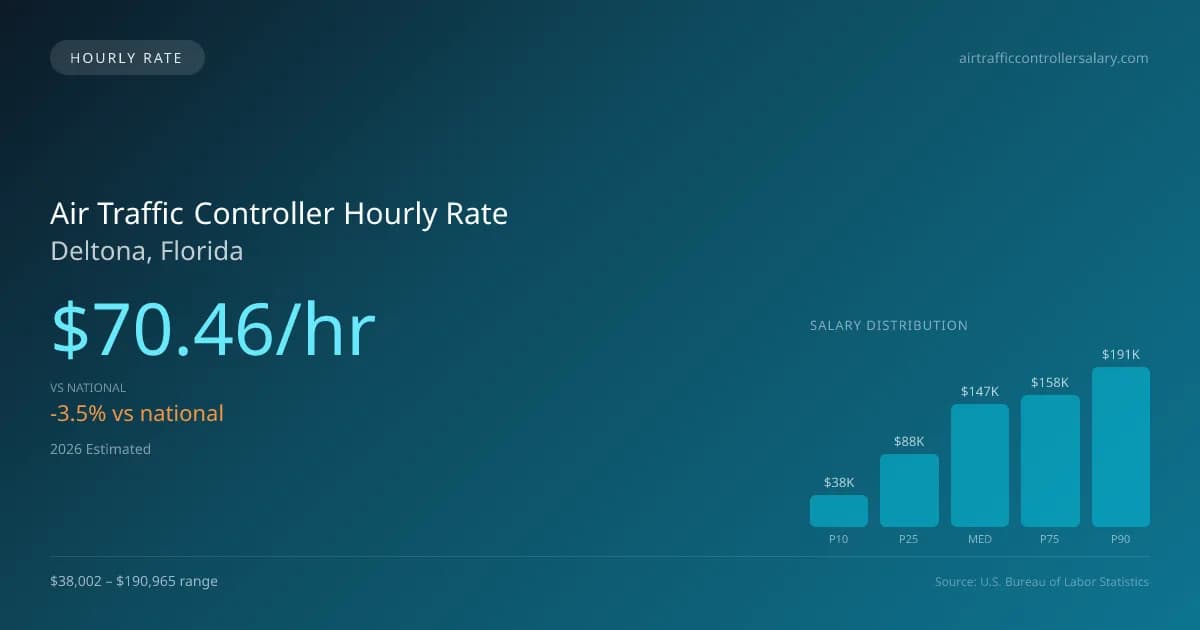 Air Traffic Controller Hourly Rate in Deltona, FL — 2026 est., based on 2025 BLS