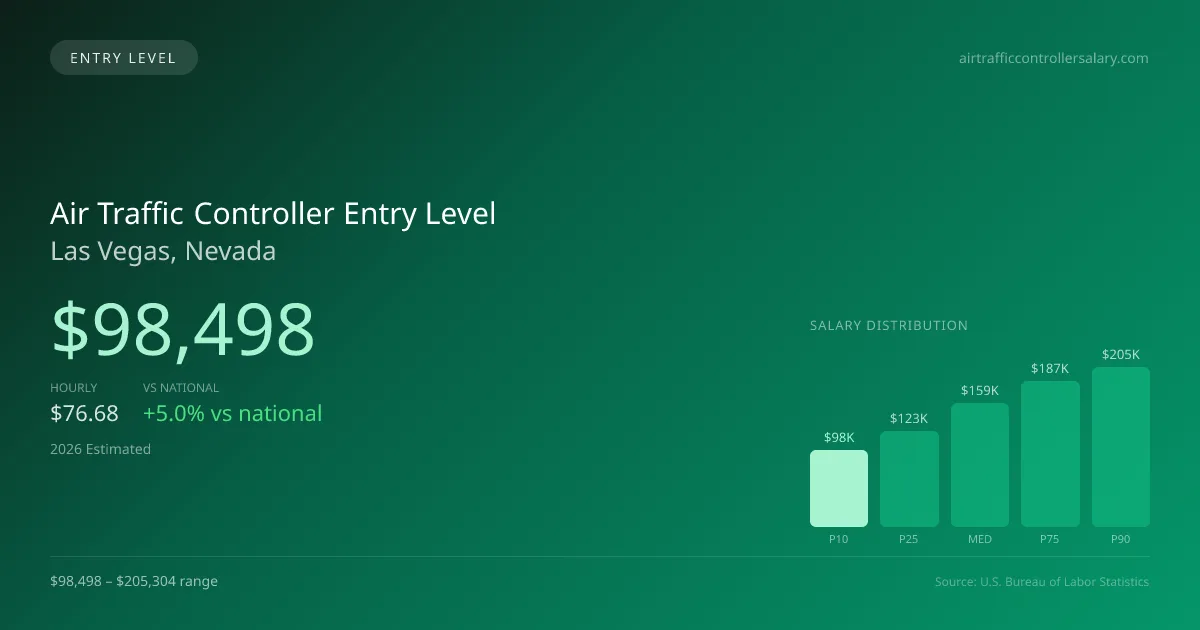 Air Traffic Controller Entry Level Salary in Las Vegas, NV — 2026 est., based on 2025 BLS