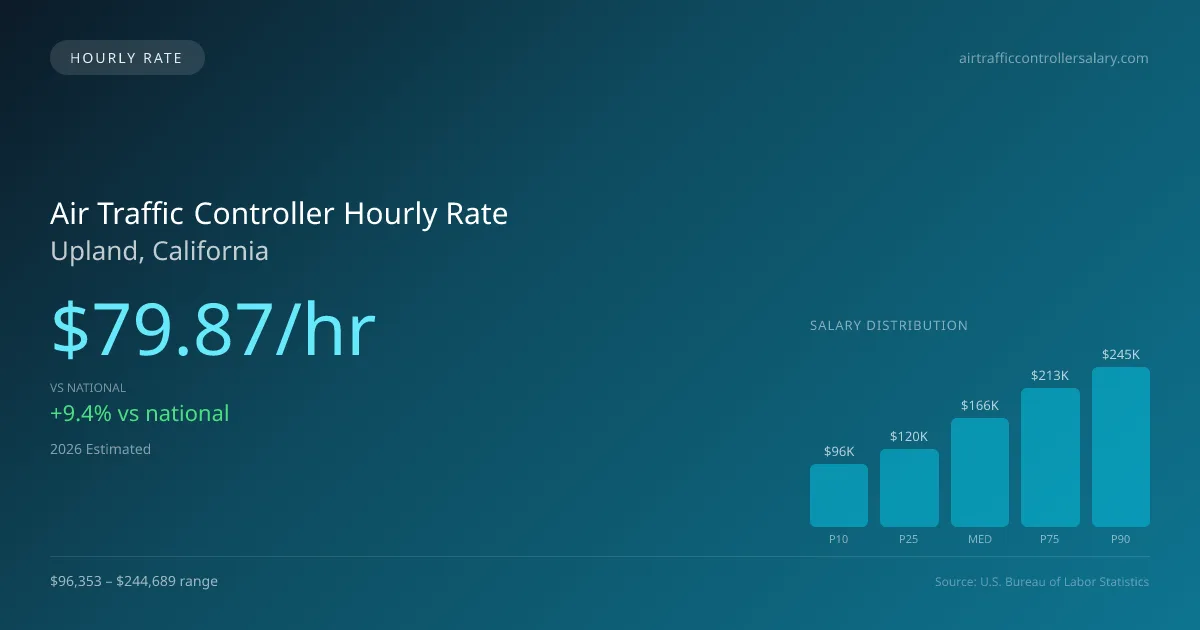 Air Traffic Controller Hourly Rate in Upland, CA — 2026 est., based on 2025 BLS