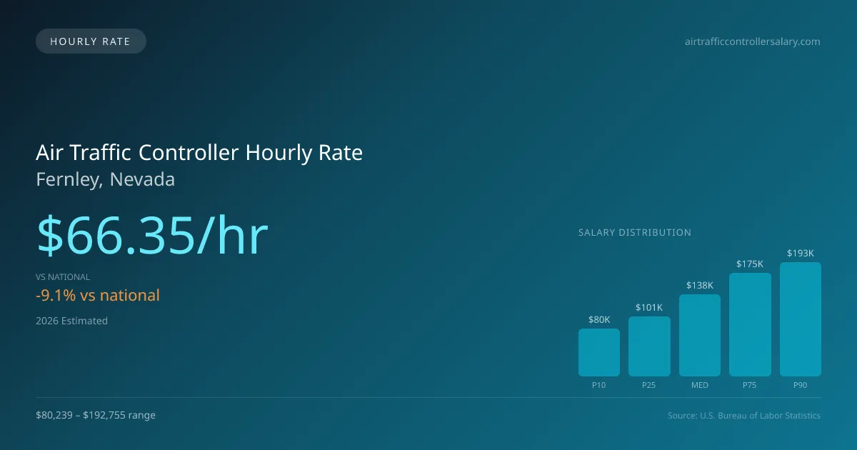 Air Traffic Controller Hourly Rate in Fernley, NV — 2026 est., based on 2025 BLS