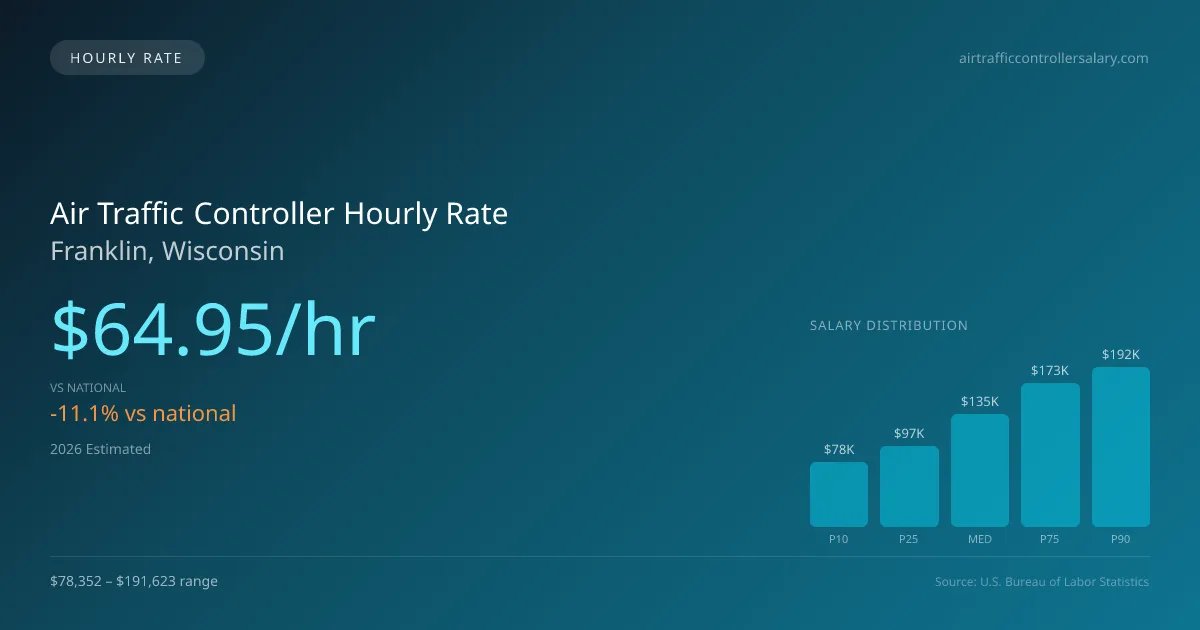 Air Traffic Controller Hourly Rate in Franklin, WI — 2026 est., based on 2025 BLS