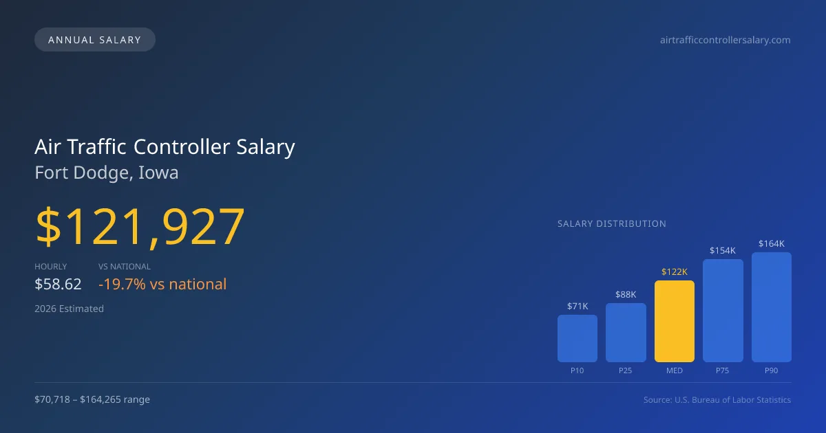 Air Traffic Controller Salary in Fort Dodge, IA — 2026 est., based on 2025 BLS