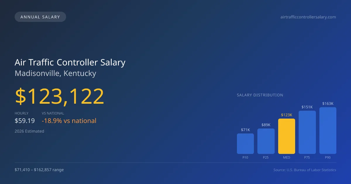 Air Traffic Controller Salary in Madisonville, KY — 2026 est., based on 2025 BLS