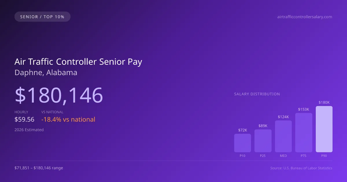 Air Traffic Controller Senior Salary in Daphne, AL — 2026 est., based on 2025 BLS
