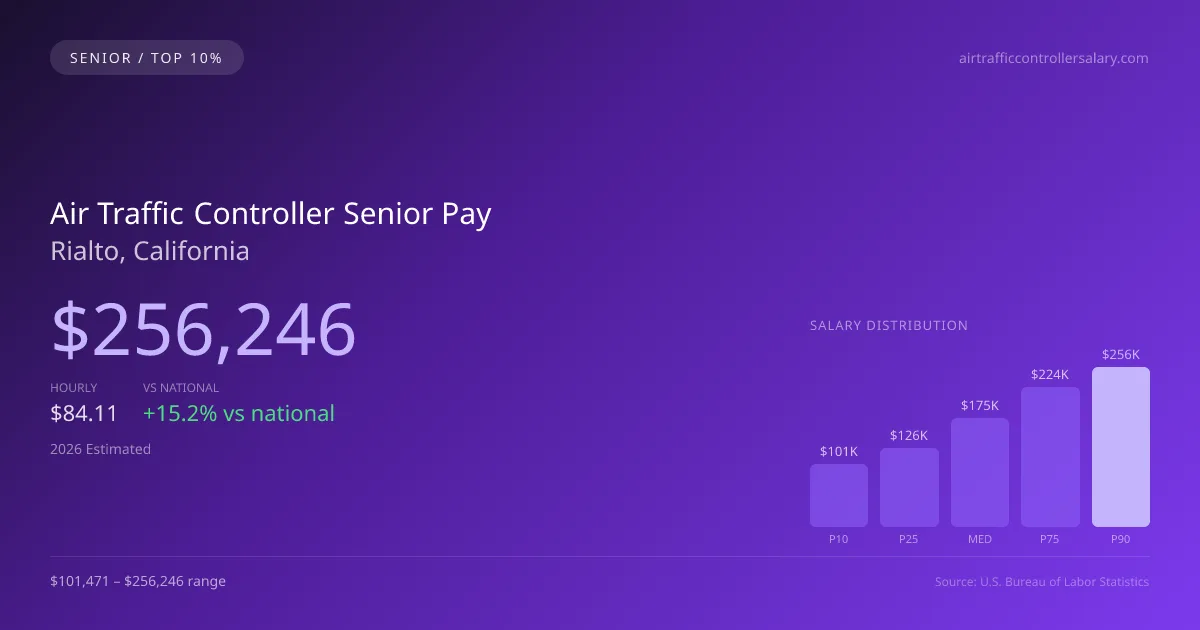 Air Traffic Controller Senior Salary in Rialto, CA — 2026 est., based on 2025 BLS