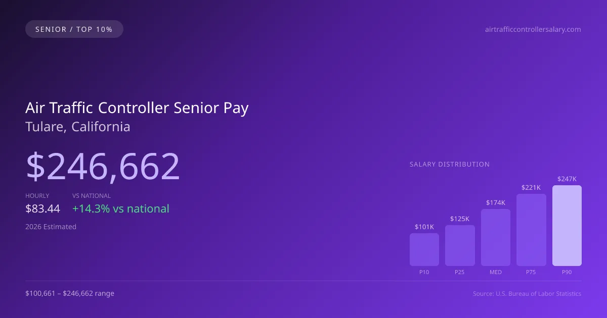 Air Traffic Controller Senior Salary in Tulare, CA — 2026 est., based on 2025 BLS