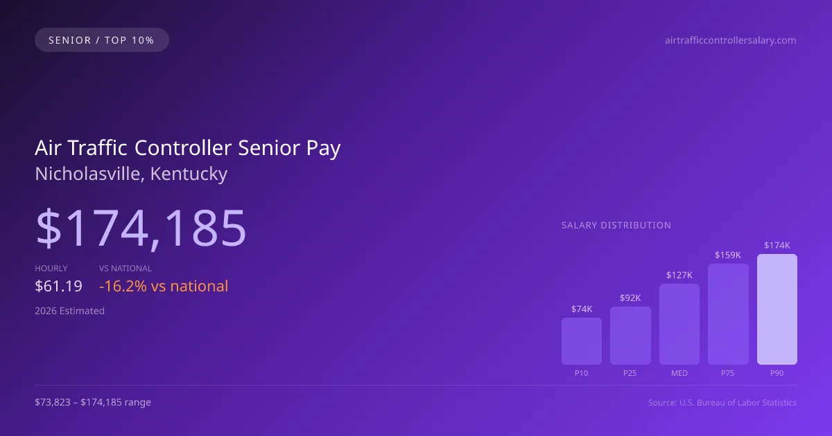 Air Traffic Controller Senior Salary in Nicholasville, KY — 2026 est., based on 2025 BLS