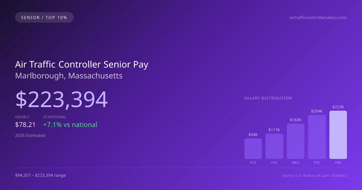 Air Traffic Controller Senior Salary in Marlborough, MA — 2026 est., based on 2025 BLS