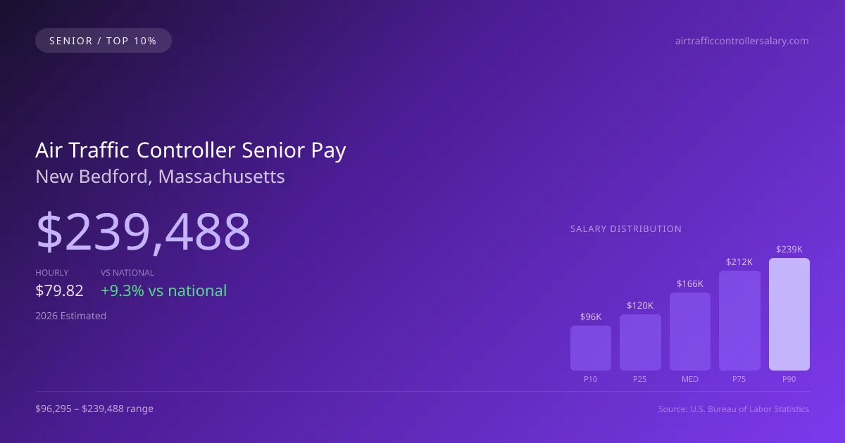 Air Traffic Controller Senior Salary in New Bedford, MA — 2026 est., based on 2025 BLS