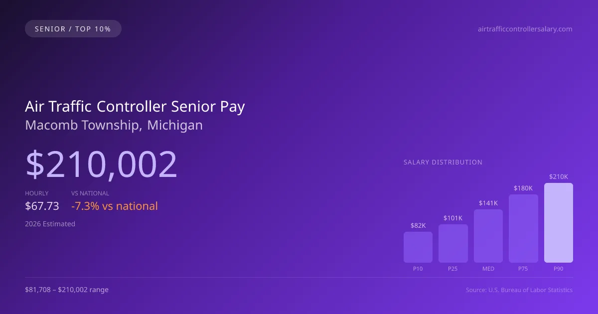 Air Traffic Controller Senior Salary in Macomb Township, MI — 2026 est., based on 2025 BLS