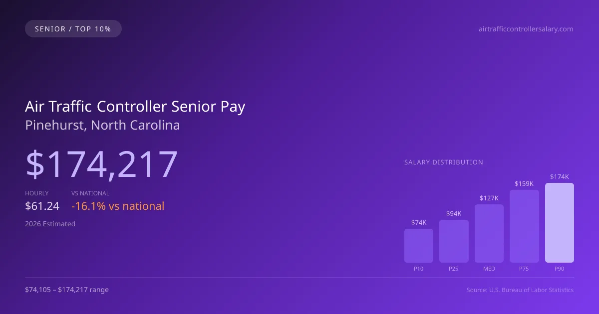 Air Traffic Controller Senior Salary in Pinehurst, NC — 2026 est., based on 2025 BLS