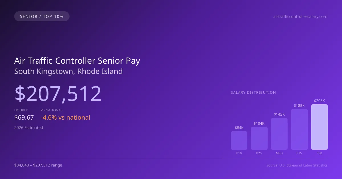 Air Traffic Controller Senior Salary in South Kingstown, RI — 2026 est., based on 2025 BLS