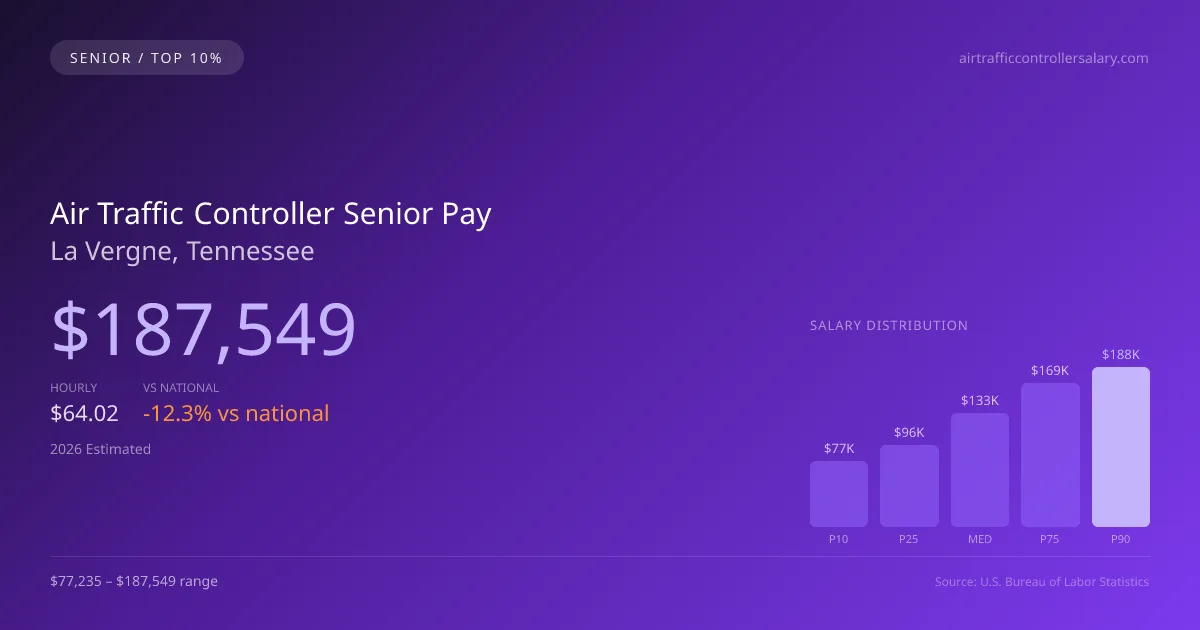 Air Traffic Controller Senior Salary in La Vergne, TN — 2026 est., based on 2025 BLS
