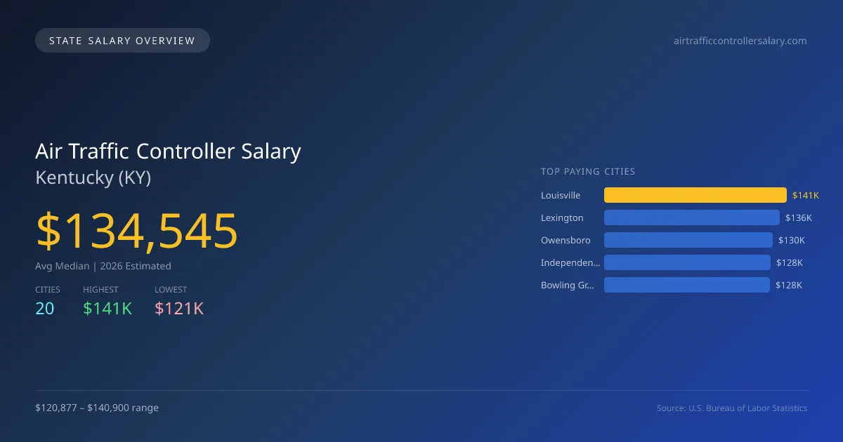 Air Traffic Controller Salary in Kentucky - 2025 BLS Data Infographic